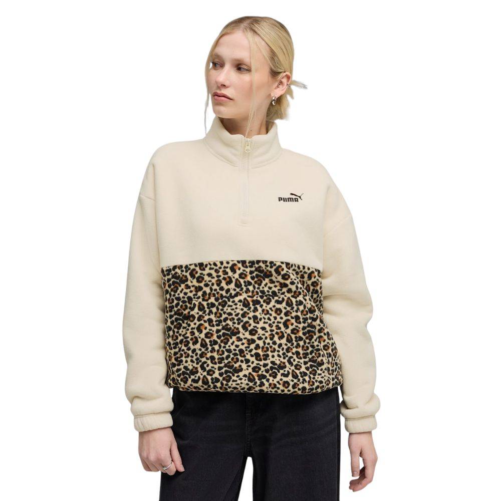PUMA ESS GRAPHIC ANIMAL RELAXED HALF-ZIP CREW