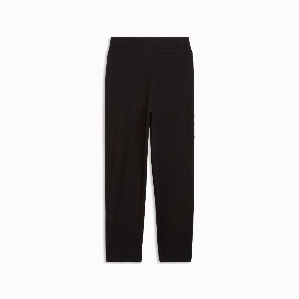 PUMA ESS ELEVATED HIGH WAIST STRAIGHT LEG RIB PANTS G