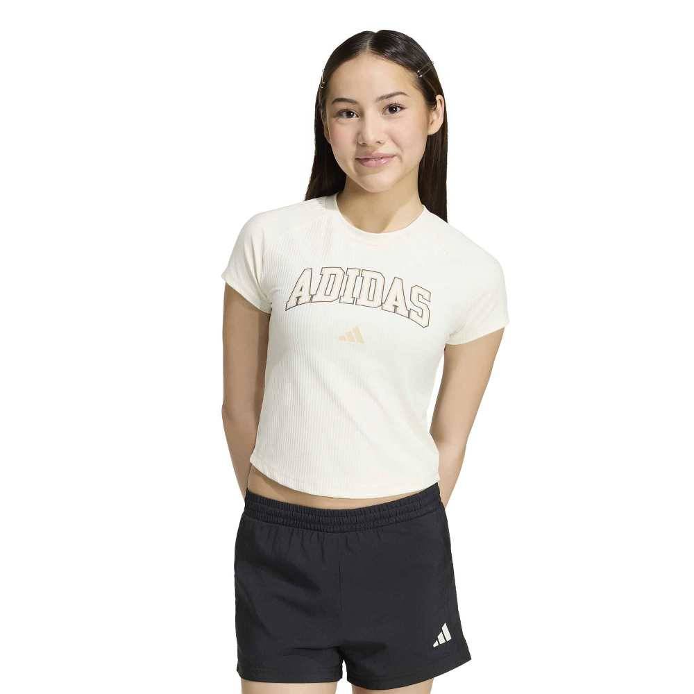 ADIDAS GIRLS SPORT SEASONALS COLLEGIATE TYPOGRAPHY T-SHIRT
