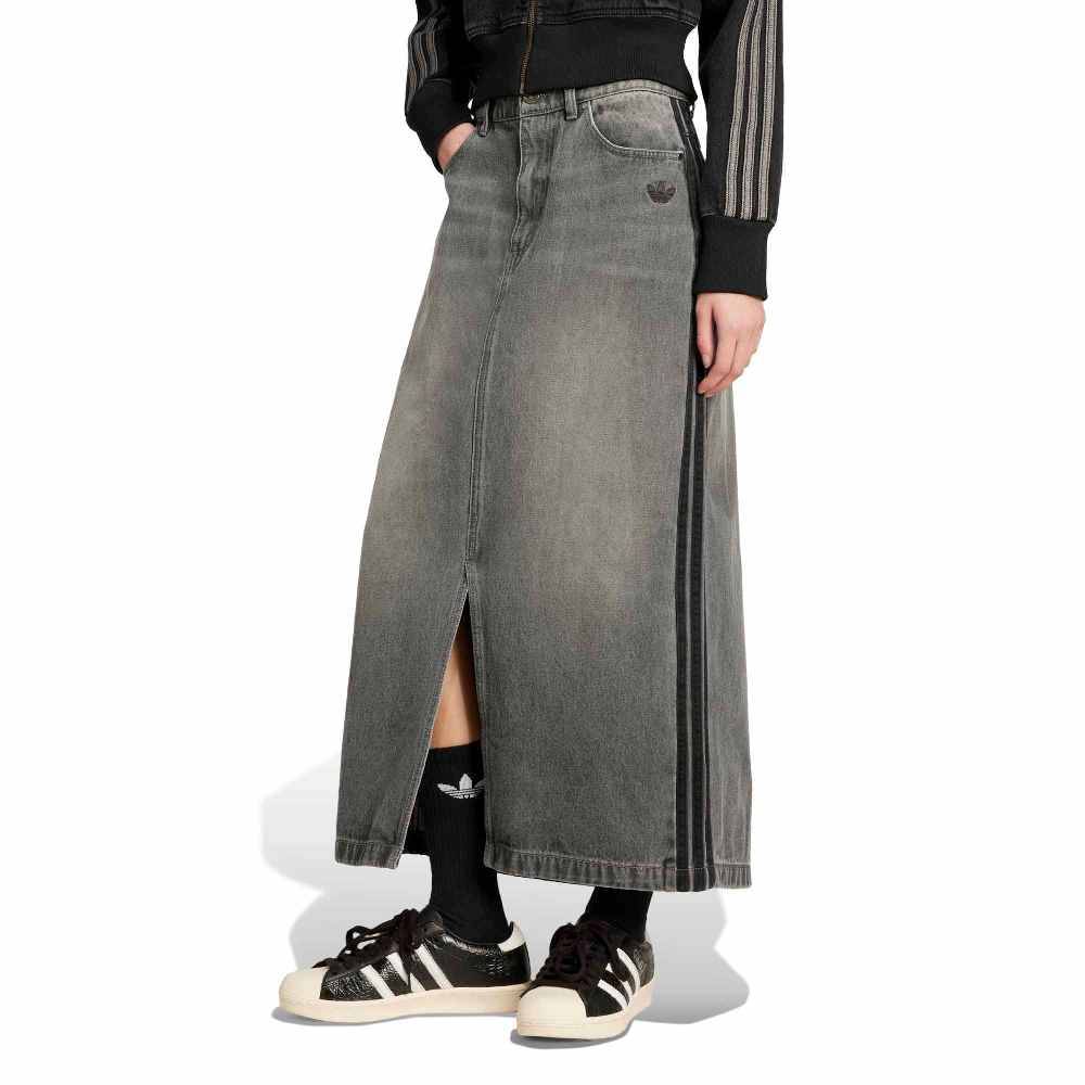 ADIDAS ORIGINALS ADICOLOR 3 STRIPES DENIM PENCIL SKIRT