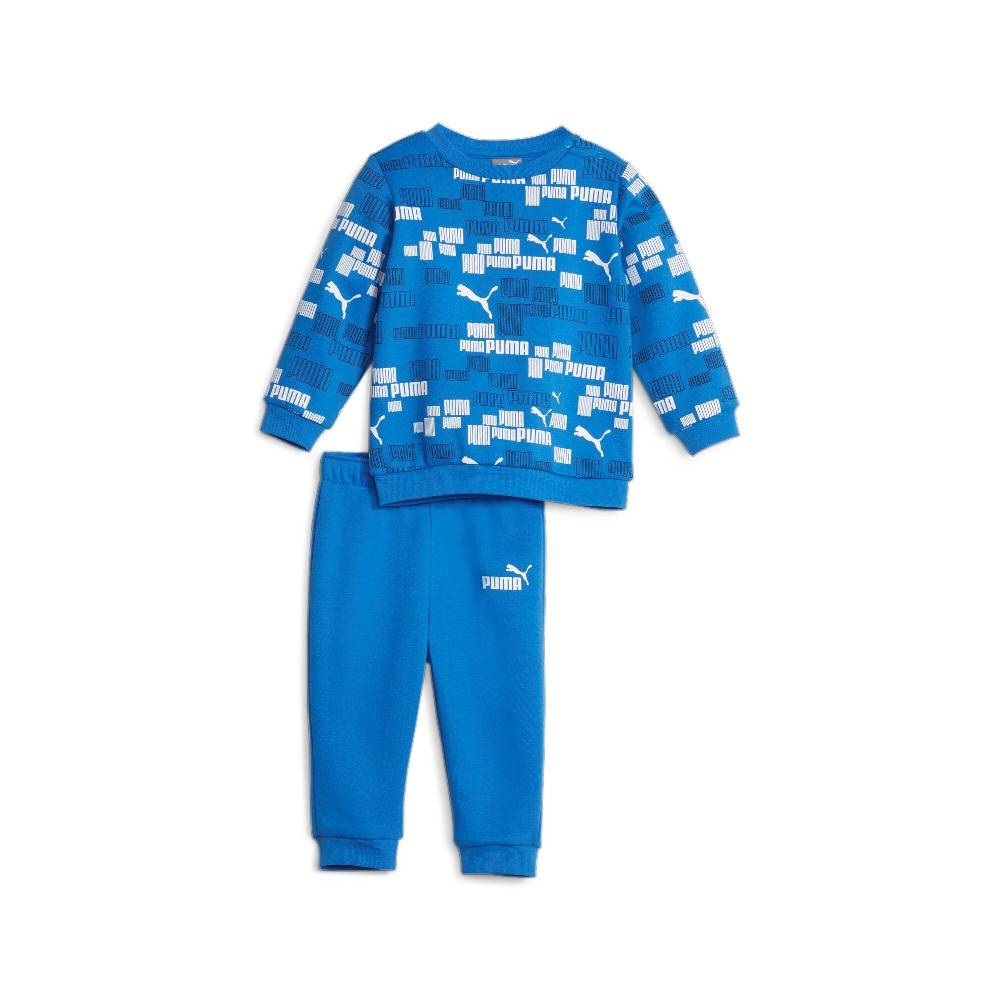 PUMA MINICATS PRINTED CREW JOGGER SET