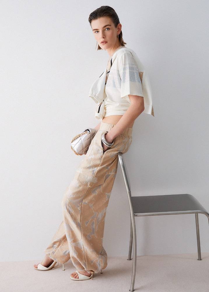 LIU JO ORGANZA JACQUARD TROUSERS
